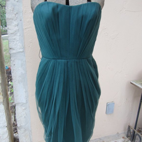 NWOT WHITE BY VERA WANG SZ 2 STRAPLESS GREEN DRESS - Picture 1 of 8